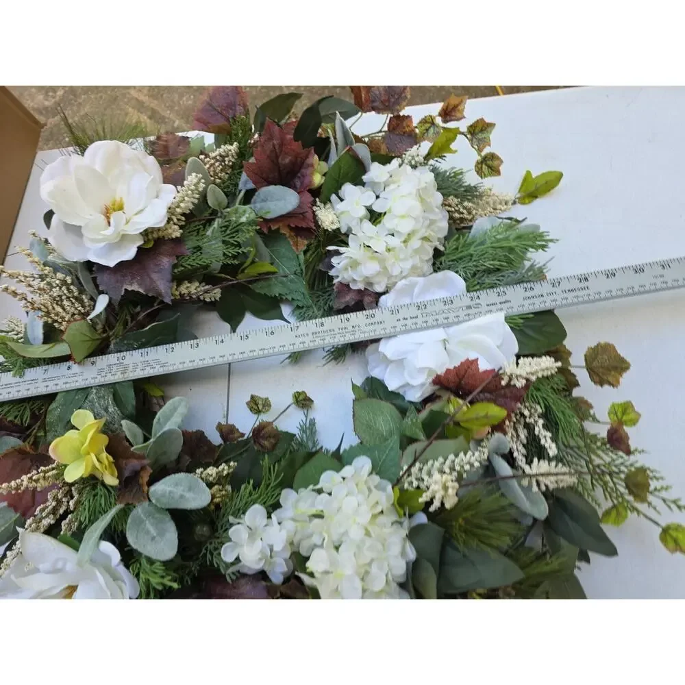 Handmade Wreath All Seasons Evergreen Peonies Carnation Ivy 28